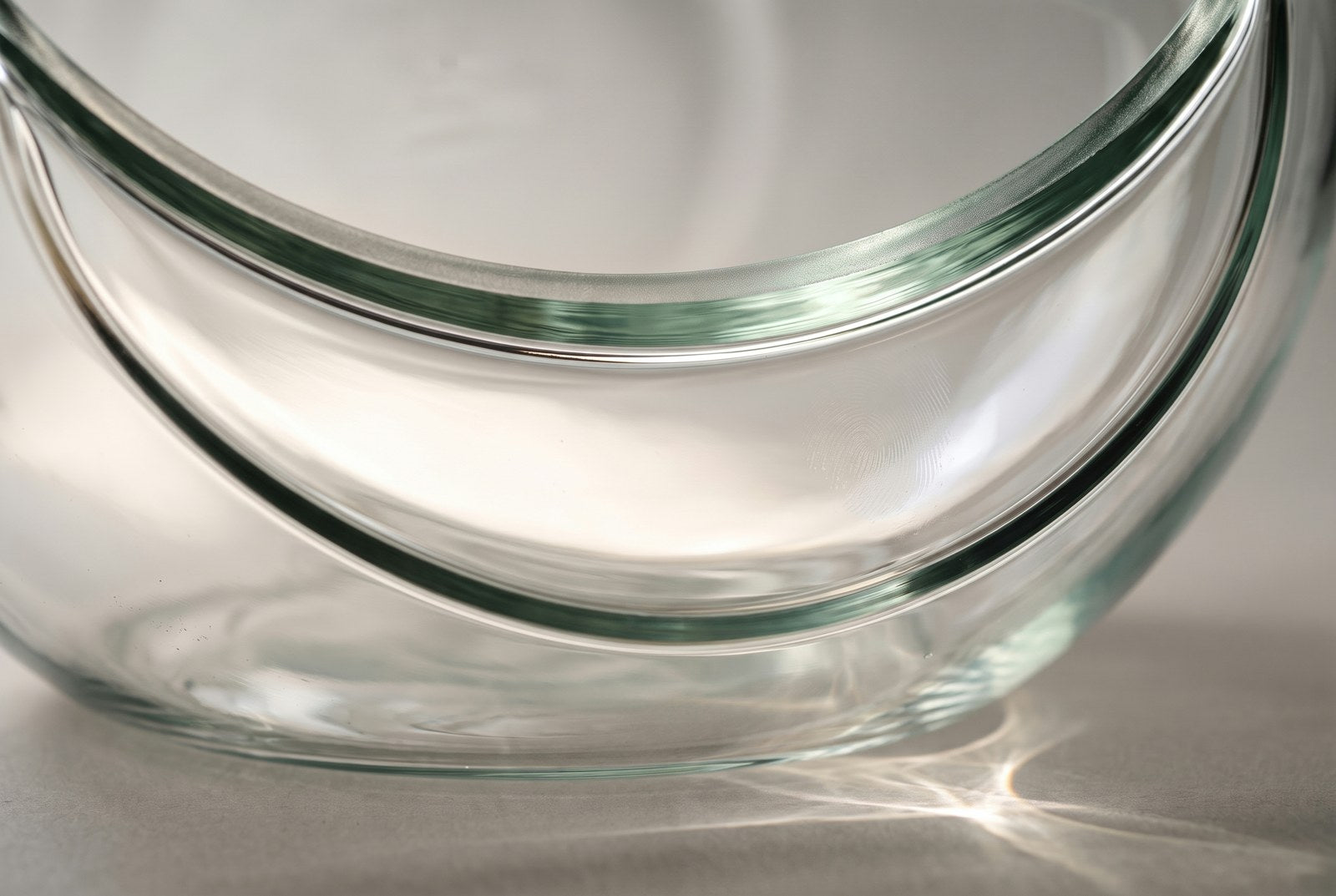 Macro of a borosilicate glass rim and wall lit from behind